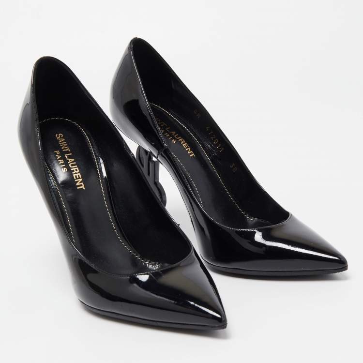 Pre Owned Saint Laurent Black Patent Leather Opyum Pumps Size 38