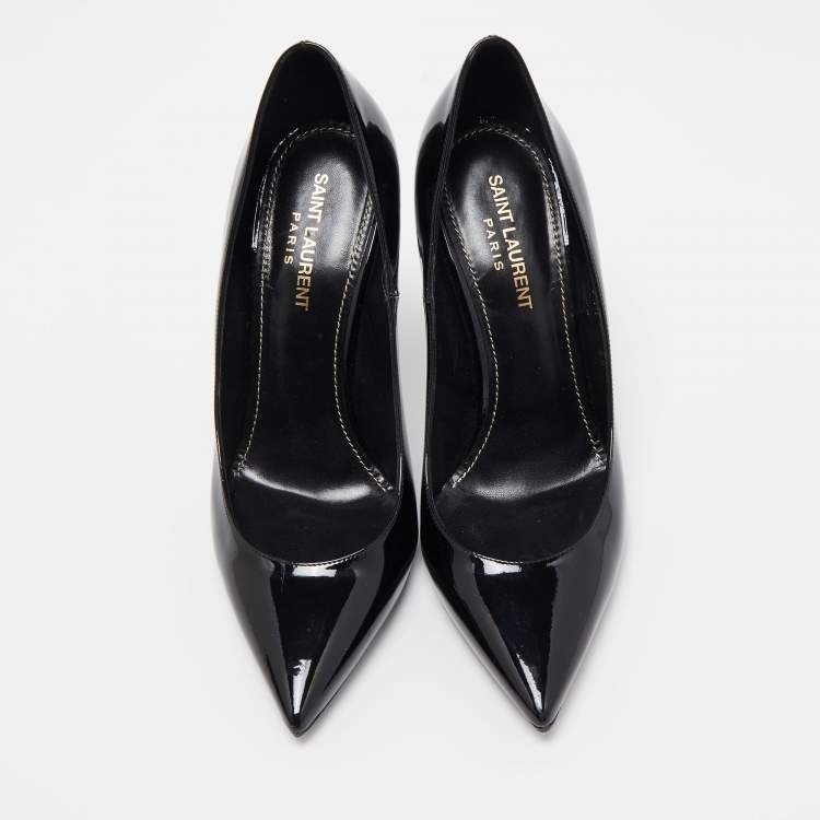 Pre Owned Saint Laurent Black Patent Leather Opyum Pumps Size 38