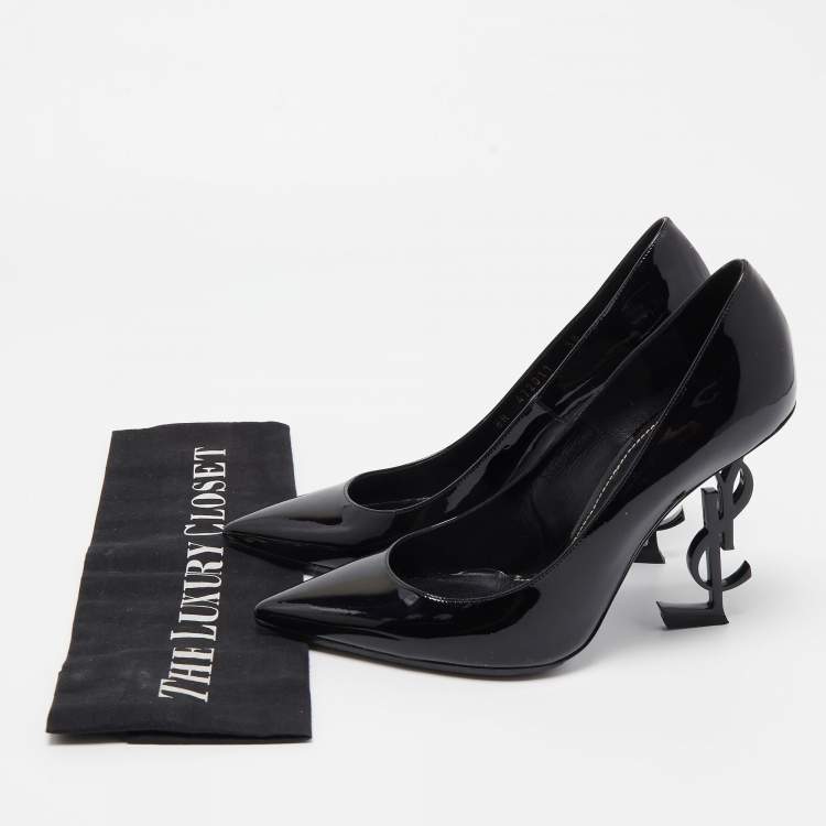 Pre Owned Saint Laurent Black Patent Leather Opyum Pumps Size 38