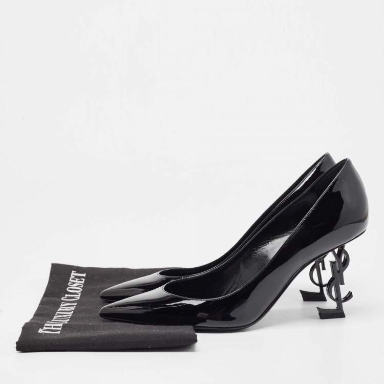 Pre Owned Saint Laurent Black Patent Opyum Pointed Toe Pumps Size 38