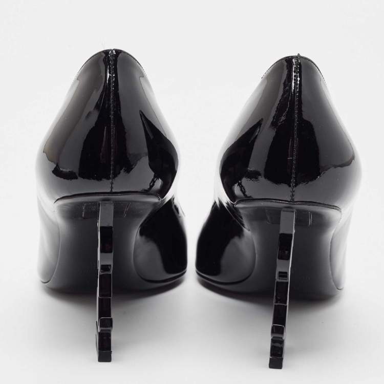 Pre Owned Saint Laurent Black Patent Opyum Pointed Toe Pumps Size 38