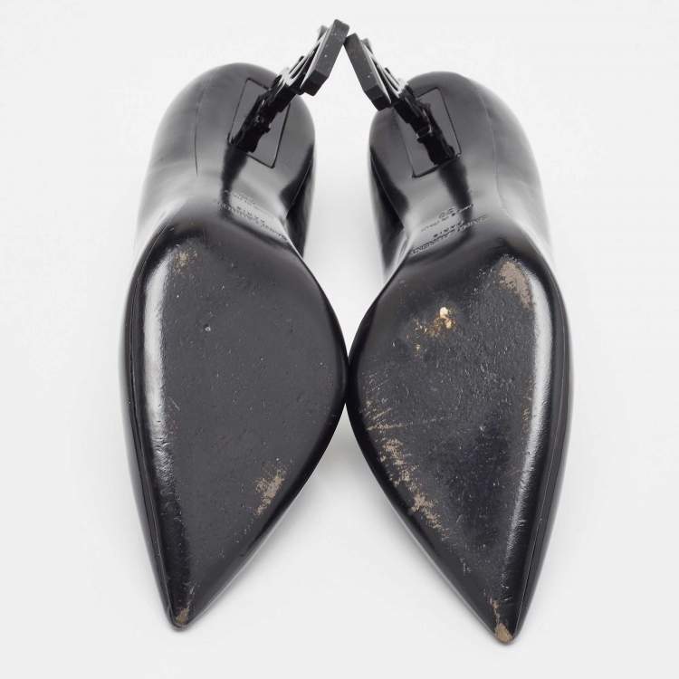 Pre Owned Saint Laurent Black Patent Opyum Pointed Toe Pumps Size 38