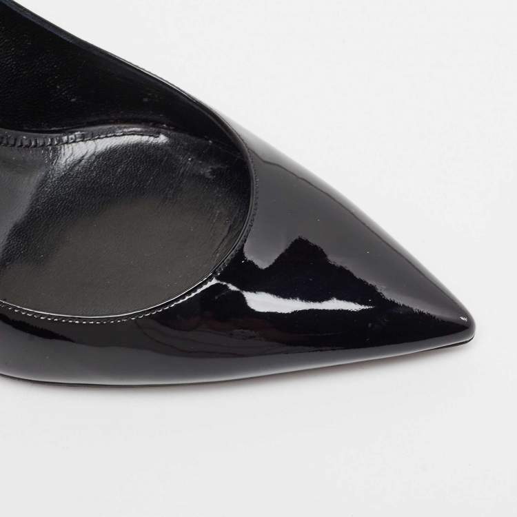Pre Owned Saint Laurent Black Patent Opyum Pointed Toe Pumps Size 38
