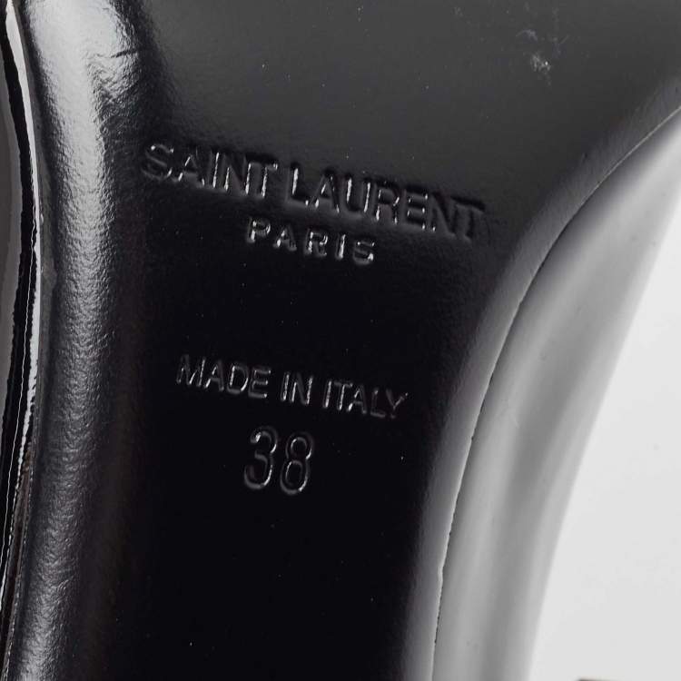 Pre Owned Saint Laurent Black Patent Opyum Pointed Toe Pumps Size 38