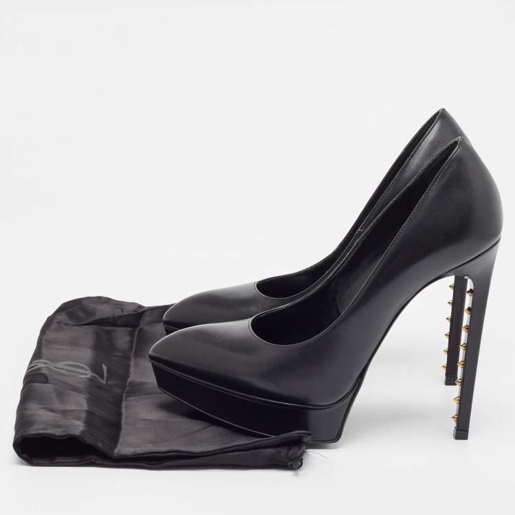 Pre Owned Saint Laurent Black Leather Janis Pointed Toe Pumps Size 36