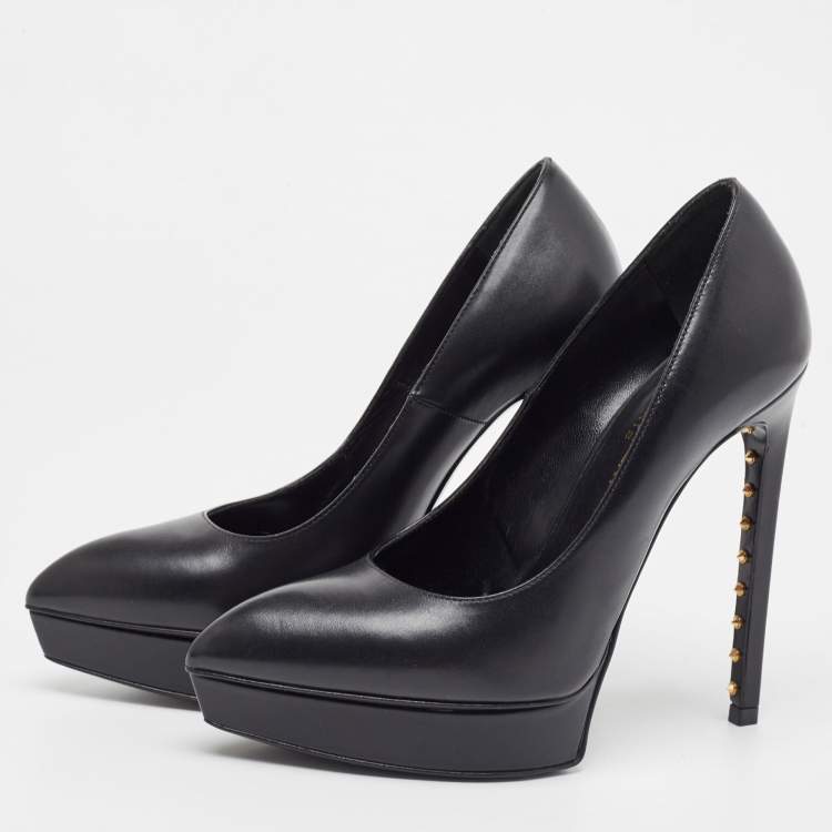 Pre Owned Saint Laurent Black Leather Janis Pointed Toe Pumps Size 36