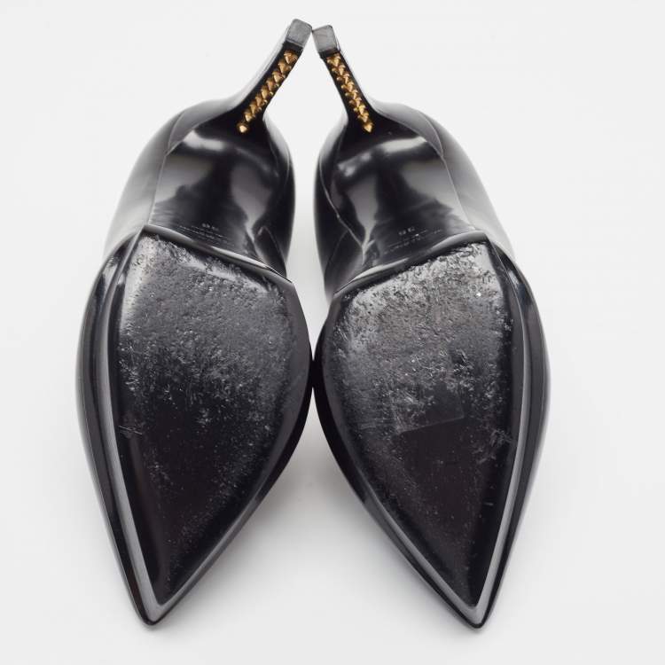Pre Owned Saint Laurent Black Leather Janis Pointed Toe Pumps Size 36