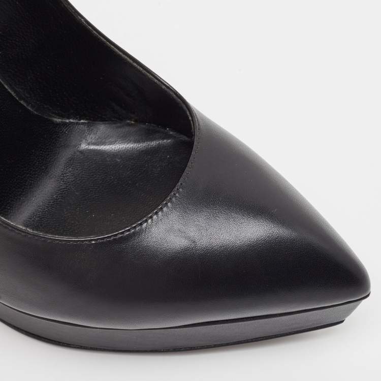 Pre Owned Saint Laurent Black Leather Janis Pointed Toe Pumps Size 36