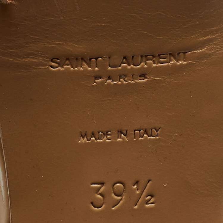 Pre Owned Saint Laurent Beige Patent Leather Tribute Sandals Size 39.5