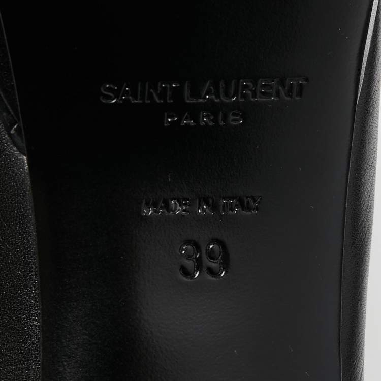 Pre Owned Saint Laurent Paris Black Leather Studded Platform Pointed Toe Slingback Pumps Size 39