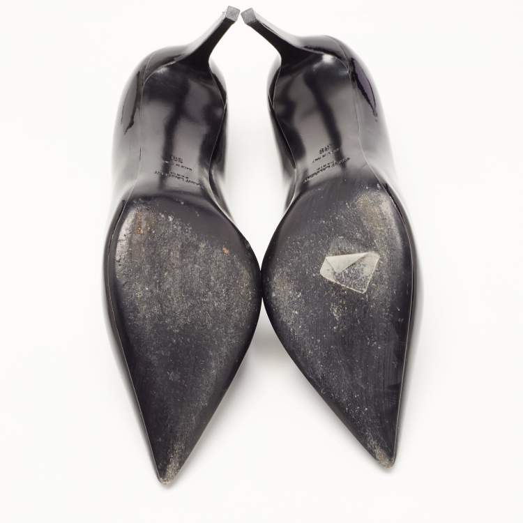 Pre Owned Saint Laurent Black Patent Leather Anja Pointed Toe Pumps Size 39