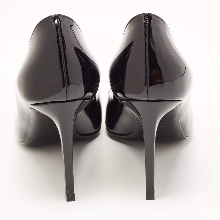 Pre Owned Saint Laurent Black Patent Leather Anja Pointed Toe Pumps Size 39