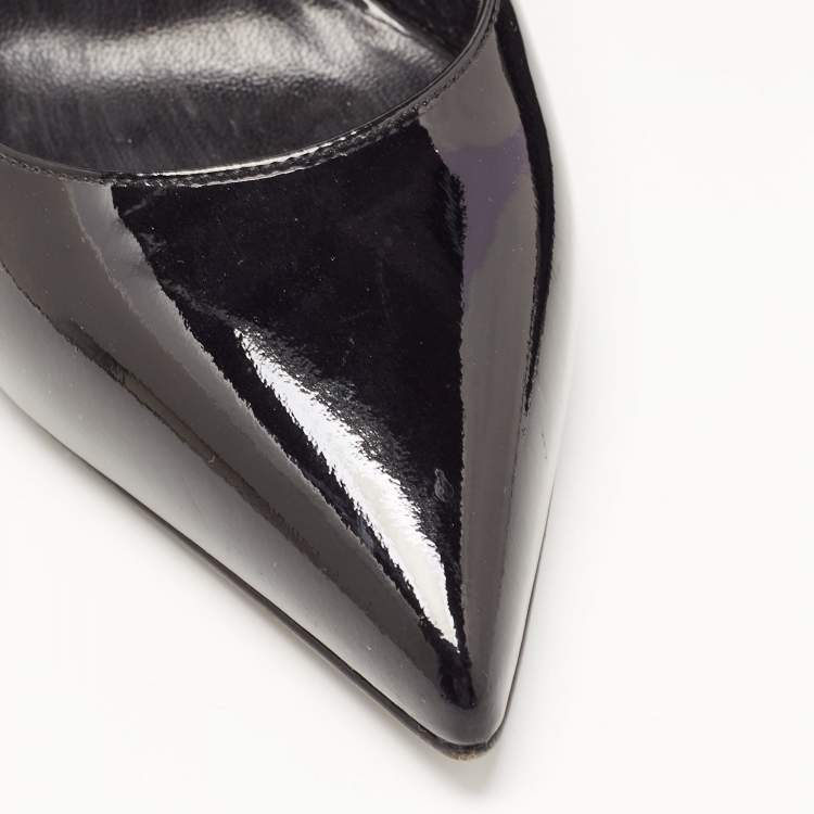 Pre Owned Saint Laurent Black Patent Leather Anja Pointed Toe Pumps Size 39