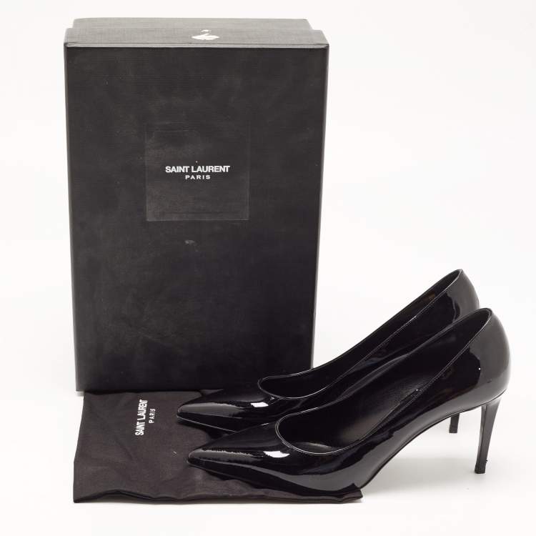 Pre Owned Saint Laurent Black Patent Leather Anja Pointed Toe Pumps Size 39