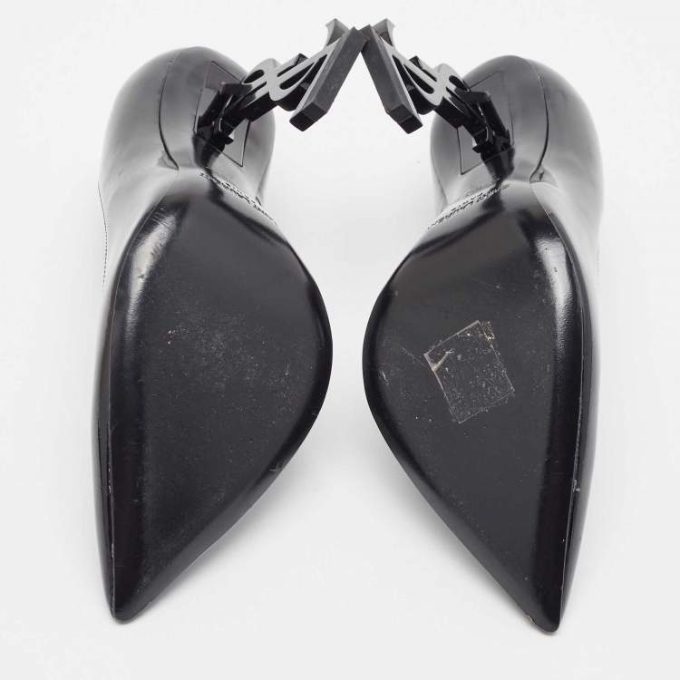 Pre Owned Saint Laurent Black Patent Leather Opyum Pointed Toe Pumps Size 35