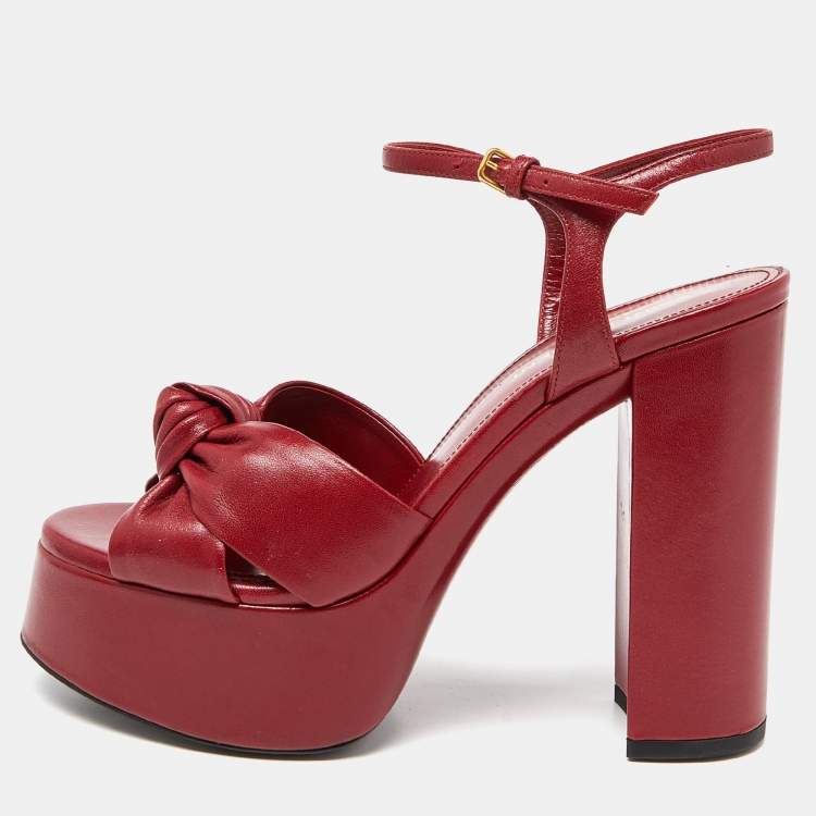 Saint Laurent Red Leather Bianca Sandals Size 37.5 Saint Laurent Paris ...