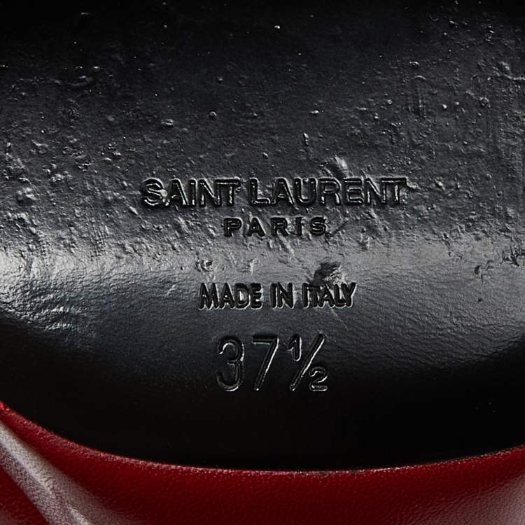 Pre Owned Saint Laurent Red Leather Bianca Sandals Size 37.5