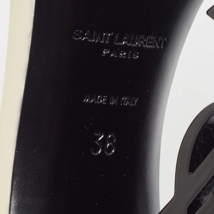 Pre Owned Saint Laurent Cream Patent Leather Opyum Sandals Size 38