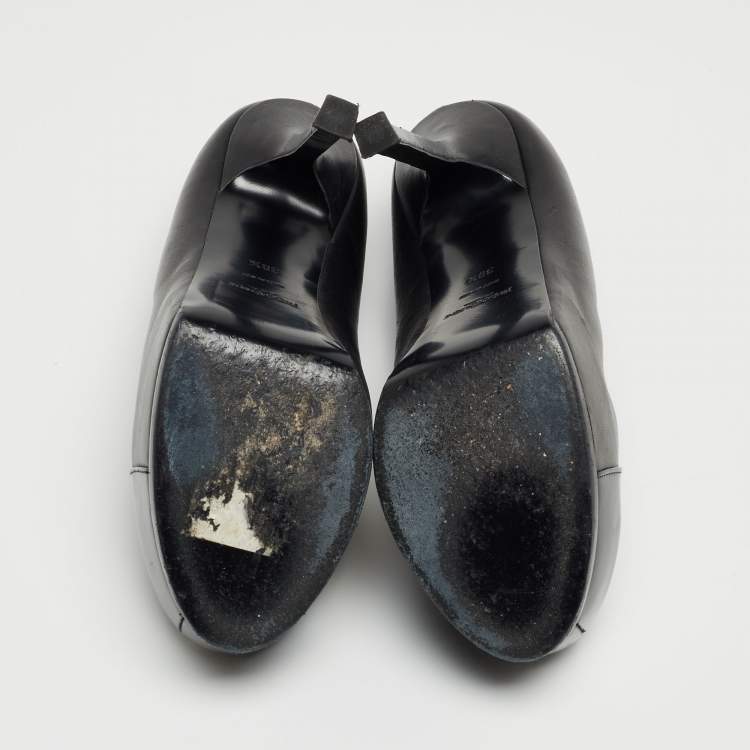 Pre Owned Saint Laurent Black Patent and Leather Tribtoo Platform Pumps Size 38.5