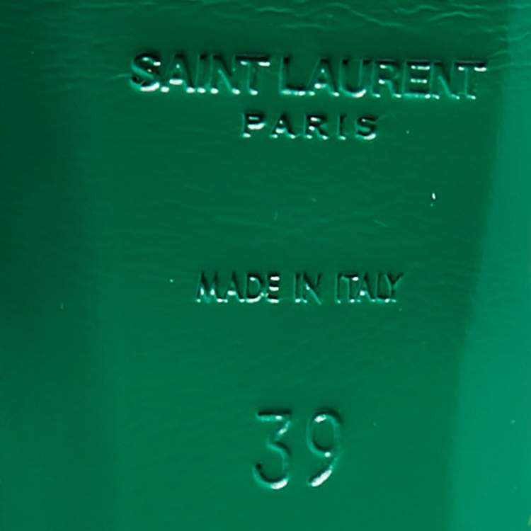 Pre Owned Saint Laurent Green Leather Tribute Ankle Strap Sandals Size 39