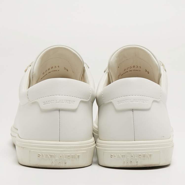 Pre Owned Saint Laurent White Leather Andy Low Top Sneakers Size 39