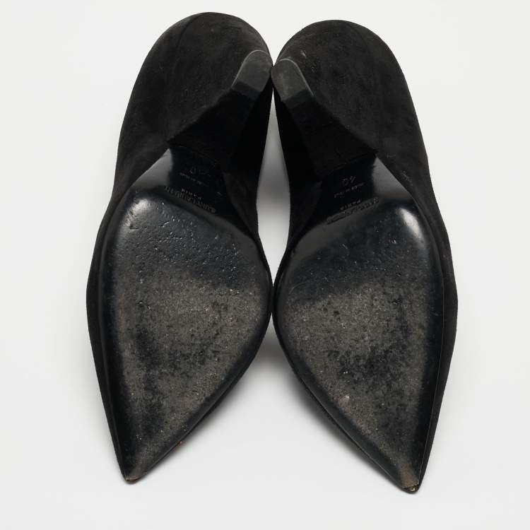 Pre Owned Saint Laurent Black Suede Wedge Pumps Size 40