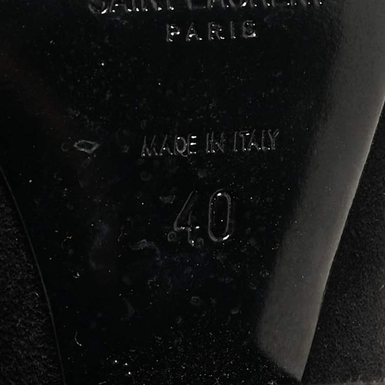 Pre Owned Saint Laurent Black Suede Wedge Pumps Size 40