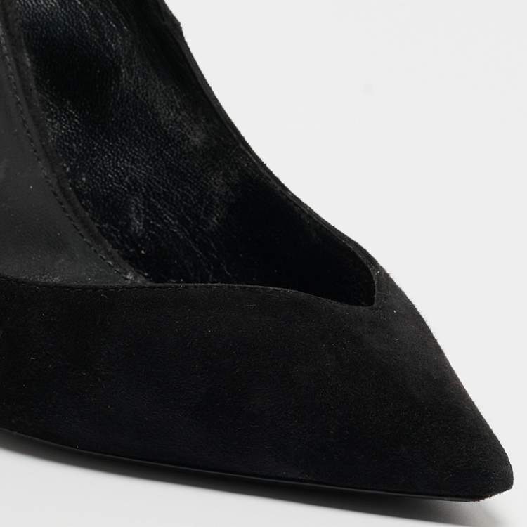 Pre Owned Saint Laurent Black Suede Wedge Pumps Size 40