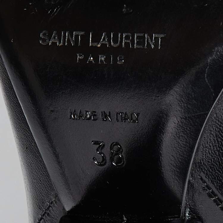 Pre Owned Saint Laurent Black Patent Leather Niki Over The Knee Boots Size 38