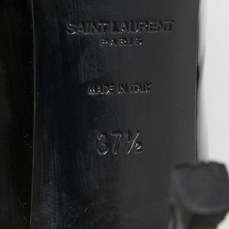 Pre Owned Saint Laurent Black Patent Leather Tribtoo Platform Pumps Size 37.5