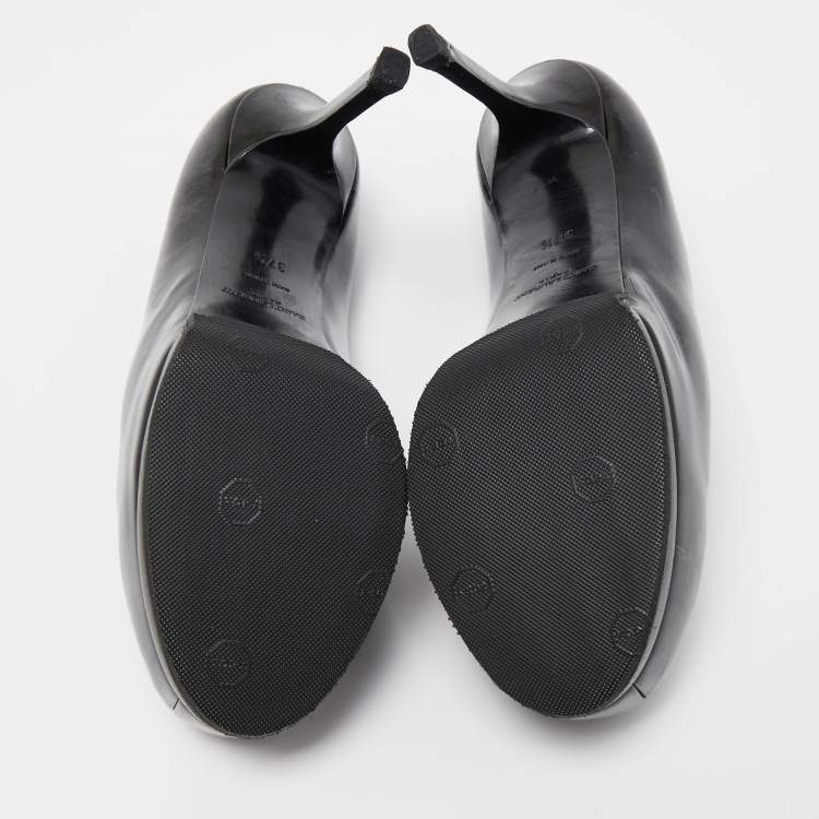 Pre Owned Saint Laurent Black Patent Leather Tribtoo Platform Pumps Size 37.5