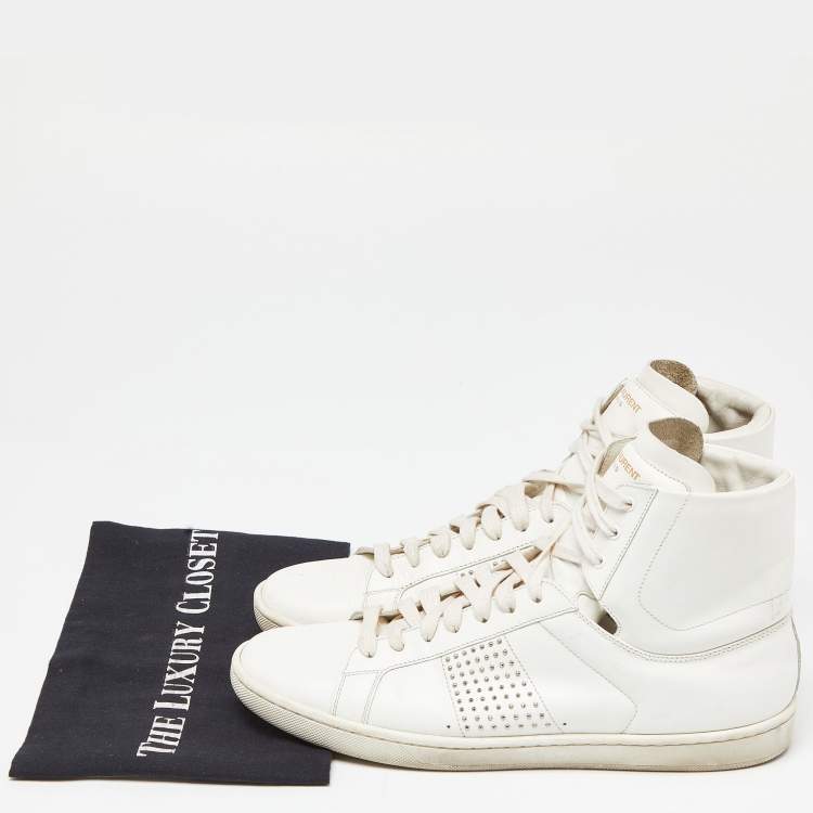 Pre Owned Saint Laurent White Leather Wolly High Top Sneakers Size 40
