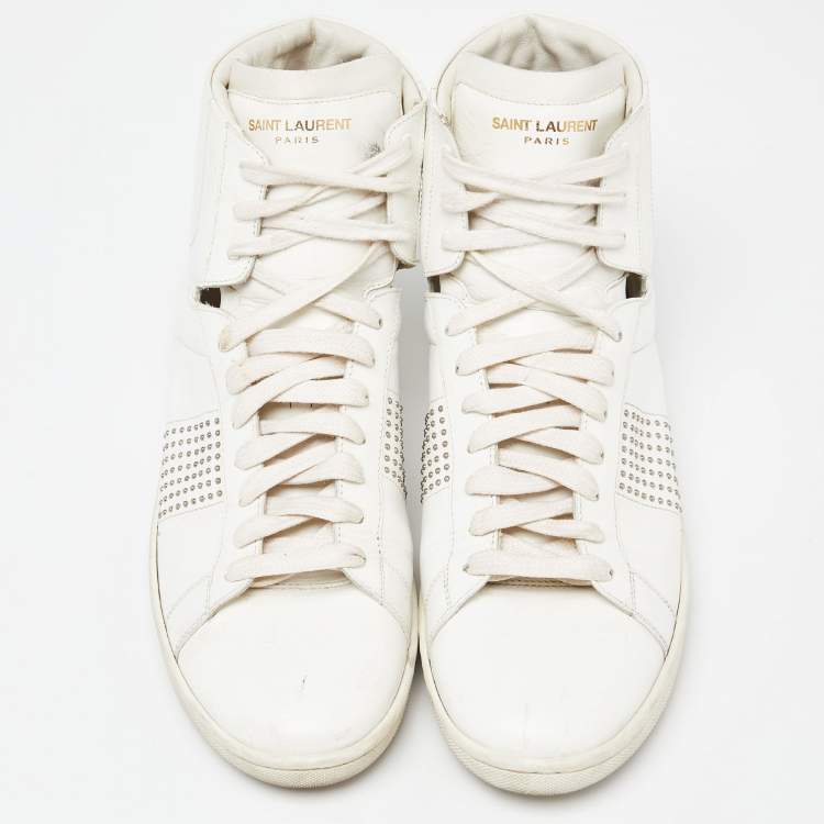 Pre Owned Saint Laurent White Leather Wolly High Top Sneakers Size 40