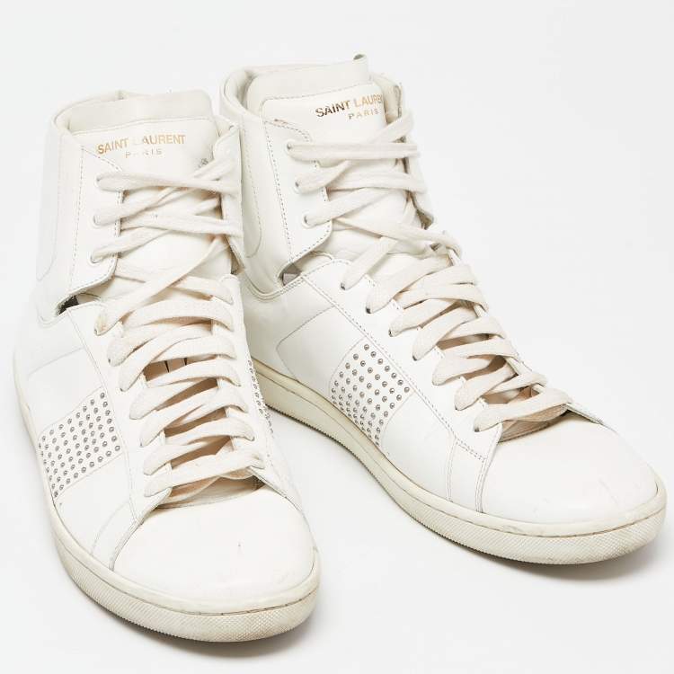 Pre Owned Saint Laurent White Leather Wolly High Top Sneakers Size 40