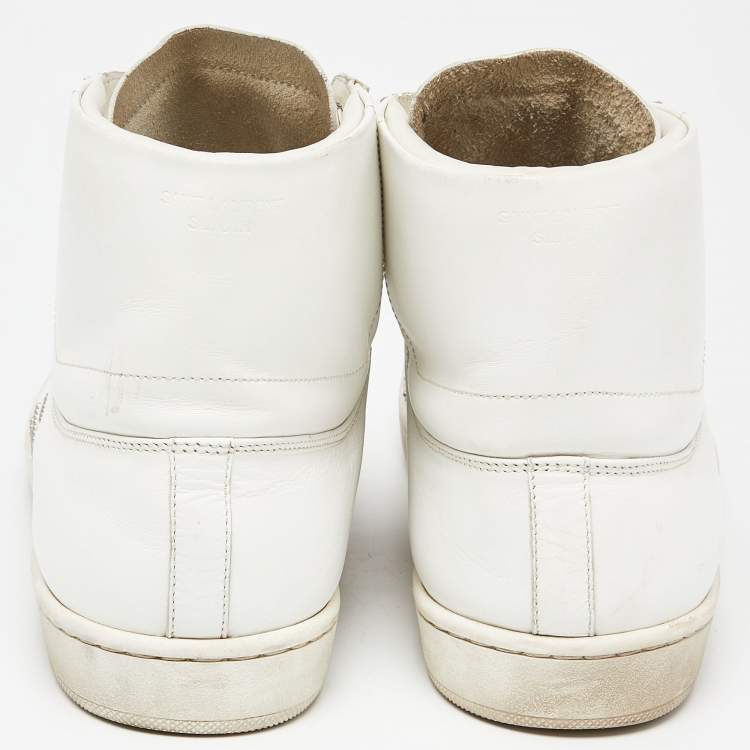 Pre Owned Saint Laurent White Leather Wolly High Top Sneakers Size 40