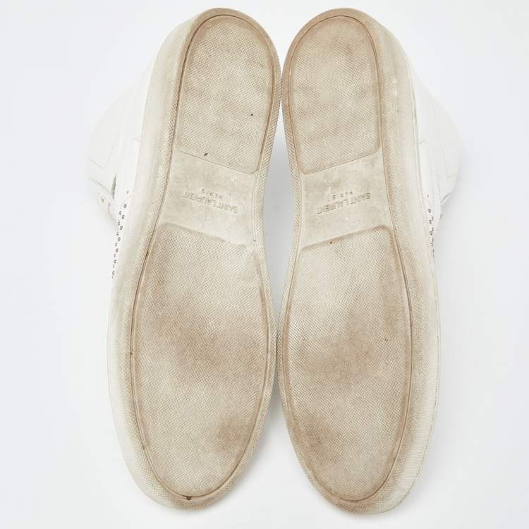 Pre Owned Saint Laurent White Leather Wolly High Top Sneakers Size 40