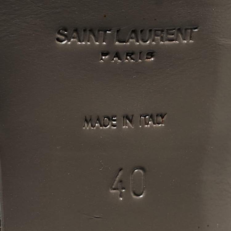 Pre Owned Saint Laurent Grey Patent Tribute Sandals Size 40