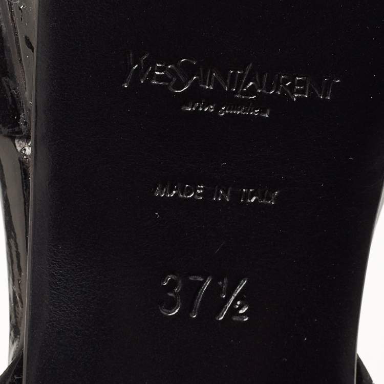 Pre Owned Saint Laurent Black Patent Leather Tribute Sandals Size 37.5