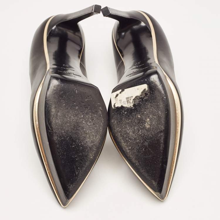 Pre Owned Saint Laurent Black  Leather  Janis Pointed Toe Platform Pumps Size 39