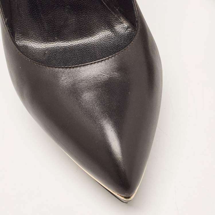 Pre Owned Saint Laurent Black  Leather  Janis Pointed Toe Platform Pumps Size 39