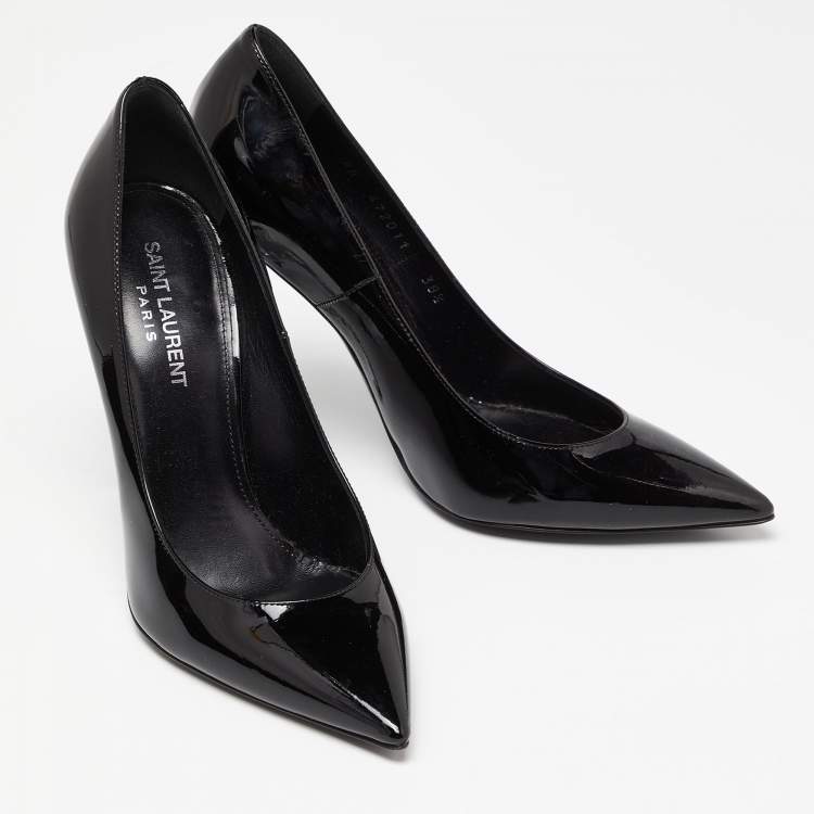 Pre Owned Saint Laurent Black Patent Leather Opyum Pumps Size 38.5