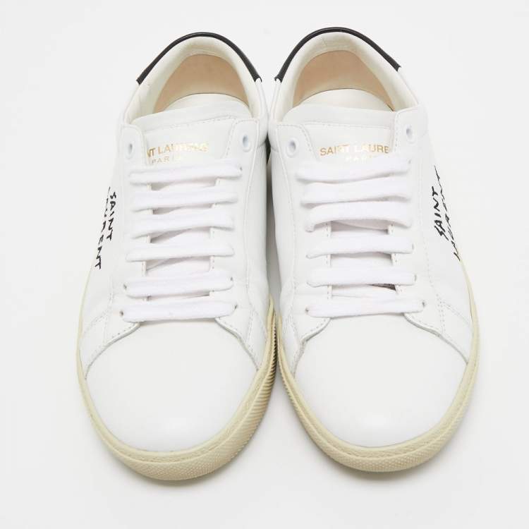 Pre Owned Saint Laurent  White Leather Court Classic Sneakers Size 37