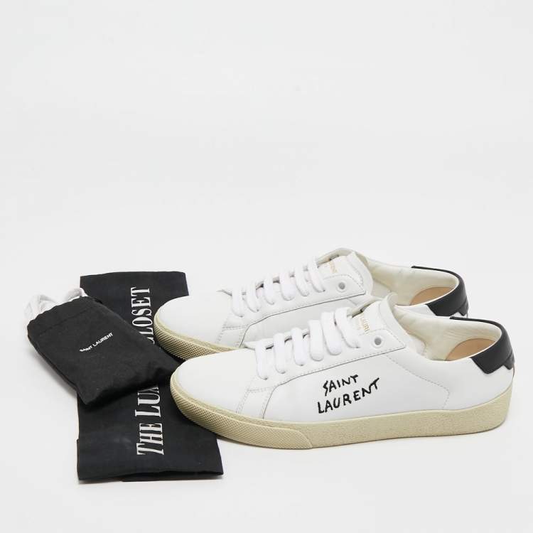 Pre Owned Saint Laurent  White Leather Court Classic Sneakers Size 37