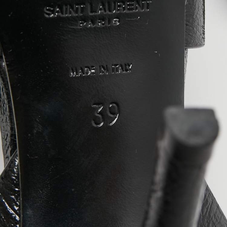 Pre Owned Saint Laurent  Black Leather Tribute  Ankle Strap Sandals Size 39