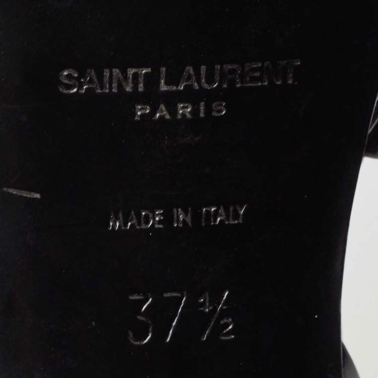 Pre Owned Saint Laurent Black Patent Leather Tribute Sandals Size 37.5