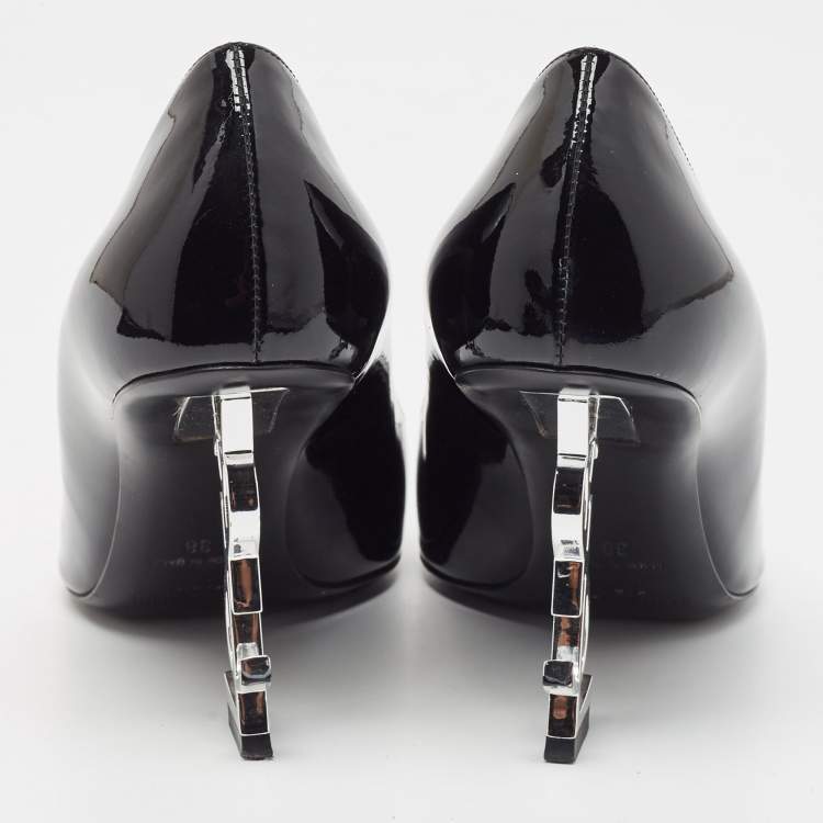 Pre Owned Saint Laurent Black Patent Leather Opyum Pumps Size 38