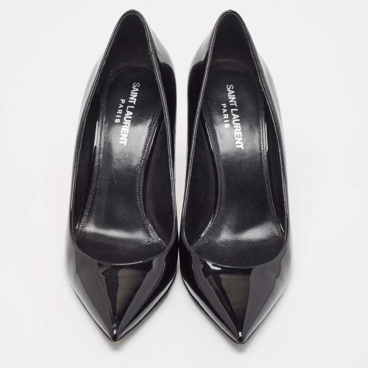 Pre Owned Saint Laurent Black Patent Leather Opyum Pumps Size 38