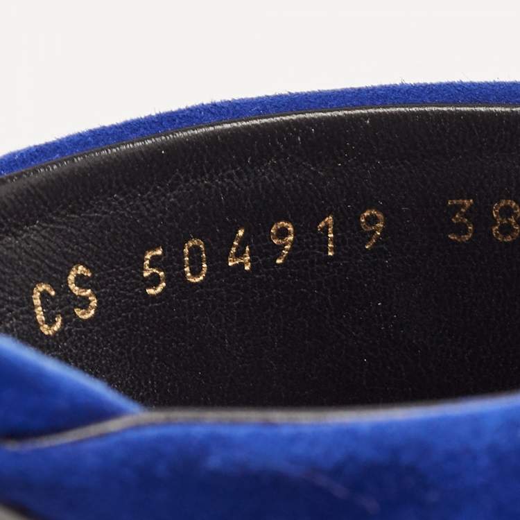 Pre Owned Saint Laurent Blue  Suede Loulou Slide Sandals Size 38