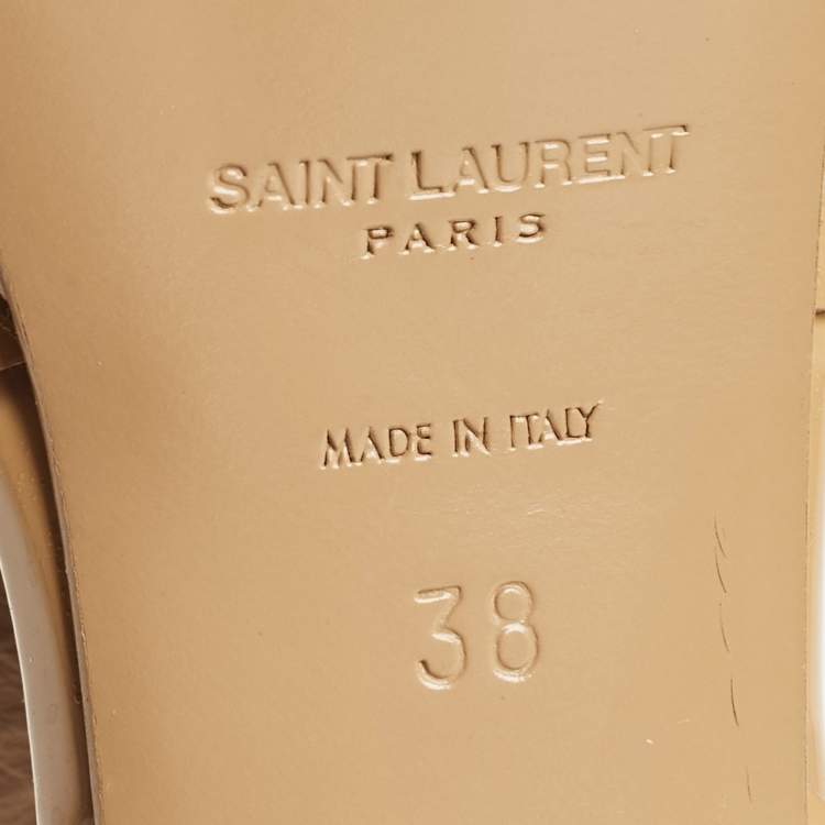 Pre Owned Saint Laurent Brown Patent Leather Tribute Sandals Size 38