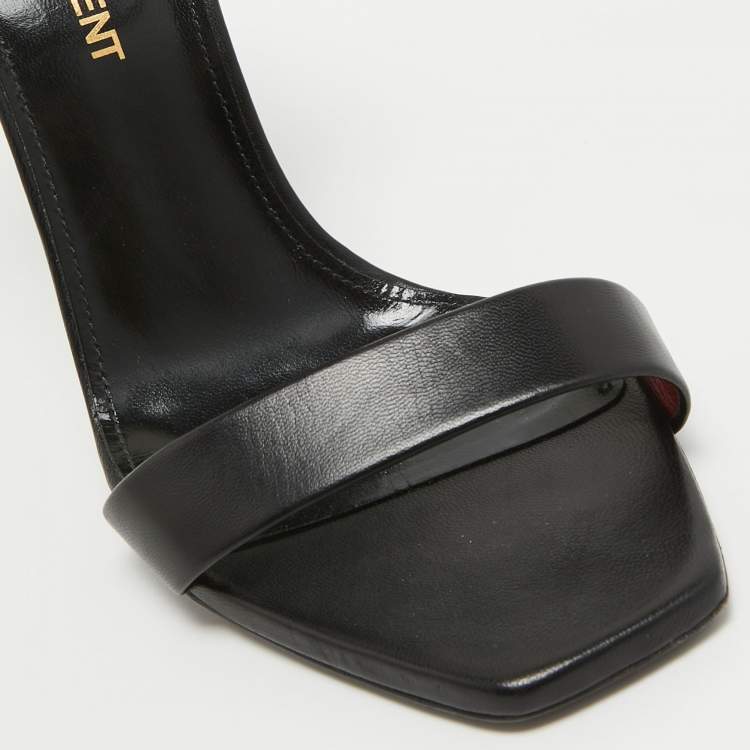 Pre Owned Saint Laurent Black Leather Amber Sandals Size 35.5